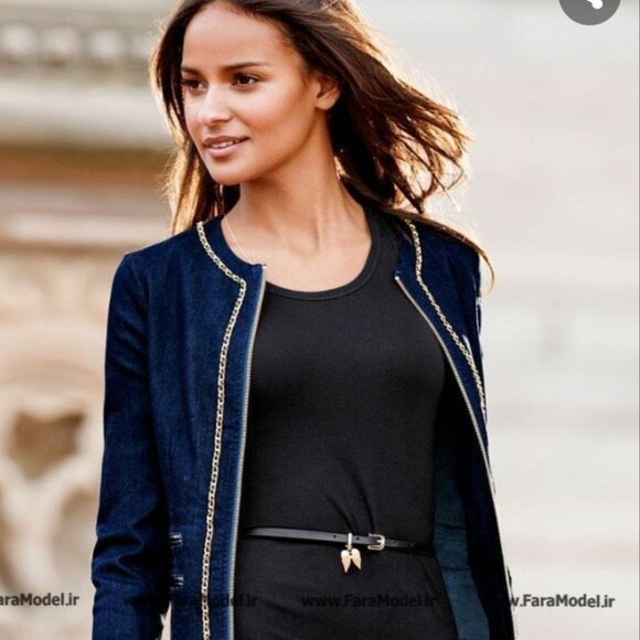 New Victoria Secret Denim Chain Jacket XS - Picture 1 of 1